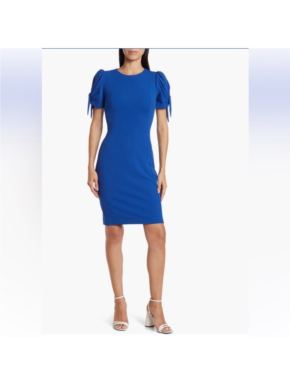 Calvin Klein Royal Blue Puff-Sleeve Sheath Dress